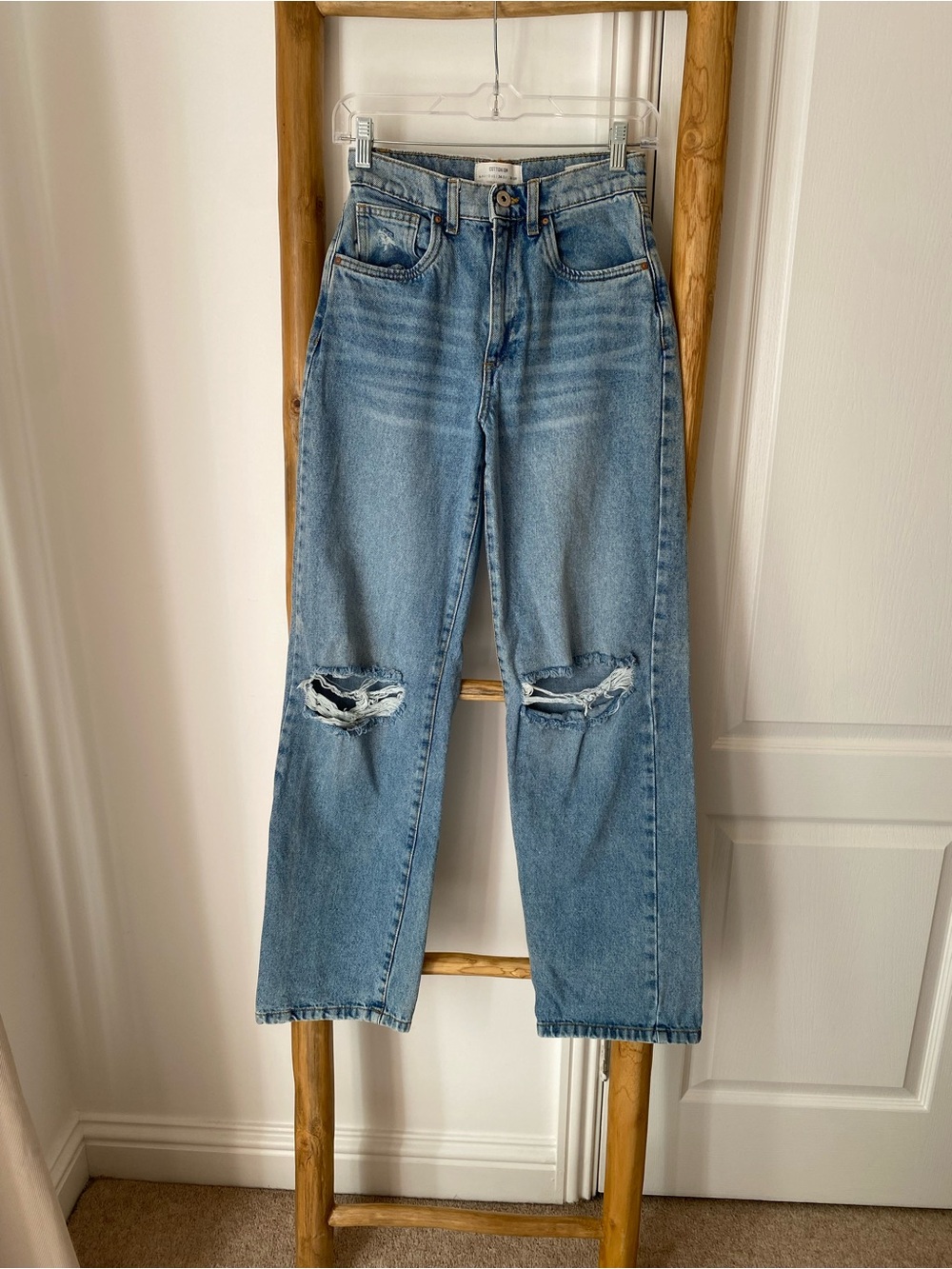 Cotton On Loose Straight Jeans Women’s Sz 2 Denim Blue Medium Wash 100% Cotton